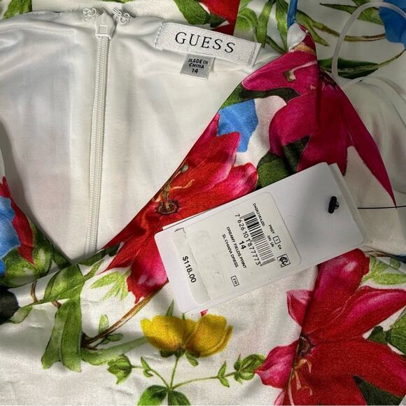 GUESS Women's Chiara Floral Twist-Front Sleeveless Dress Dreamy Fields Sz 14 NWT - Picture 7 of 9